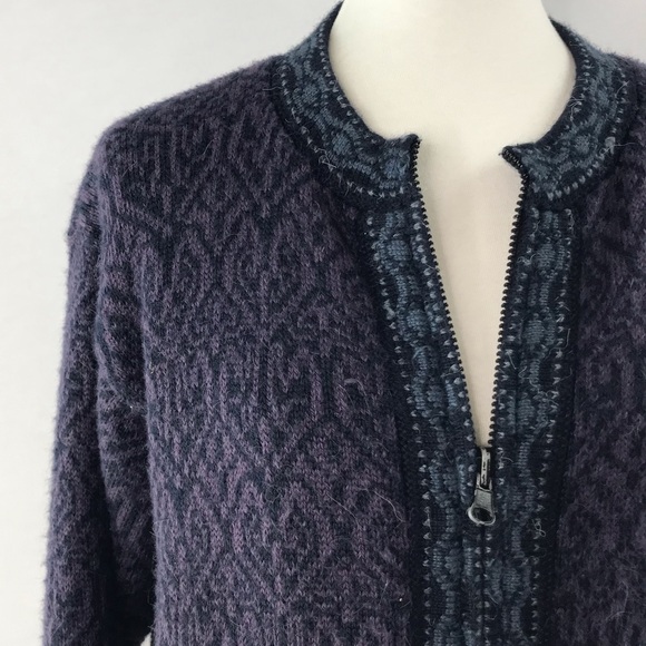 Alpaca Nature Purple Alpaca Wool Fully Lined Front Zip Sweater Jacket Size L - Picture 5 of 16